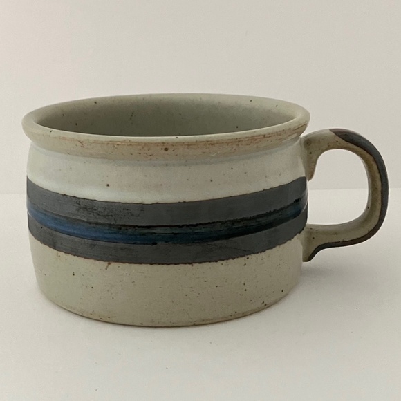 Horizon Otagiri Stoneware Round Soup Mug Blue and Brown Stripes - Picture 11 of 11